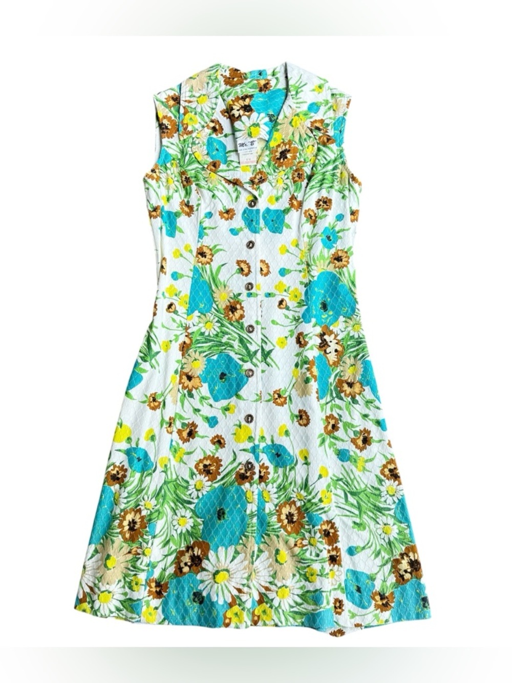 1960s Mr. B California size 10 dress floral 60s mod rockabilly Twiggy vintage